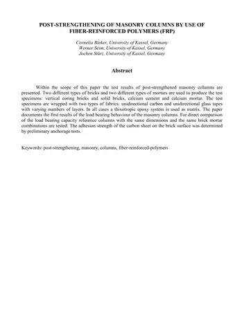 Más sobre Reforzamiento de Columnas de Albañilería mediante el Uso de Polímeros Reforzados con Fibras